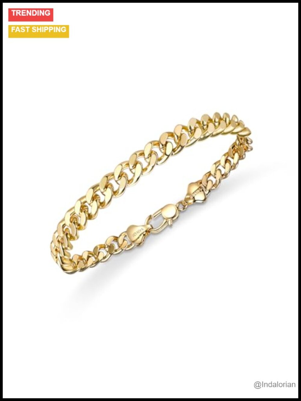 HIKARITO 6mm Gold Cuban Link Chain Bracelet for Men & Women, 14K Gold Chain